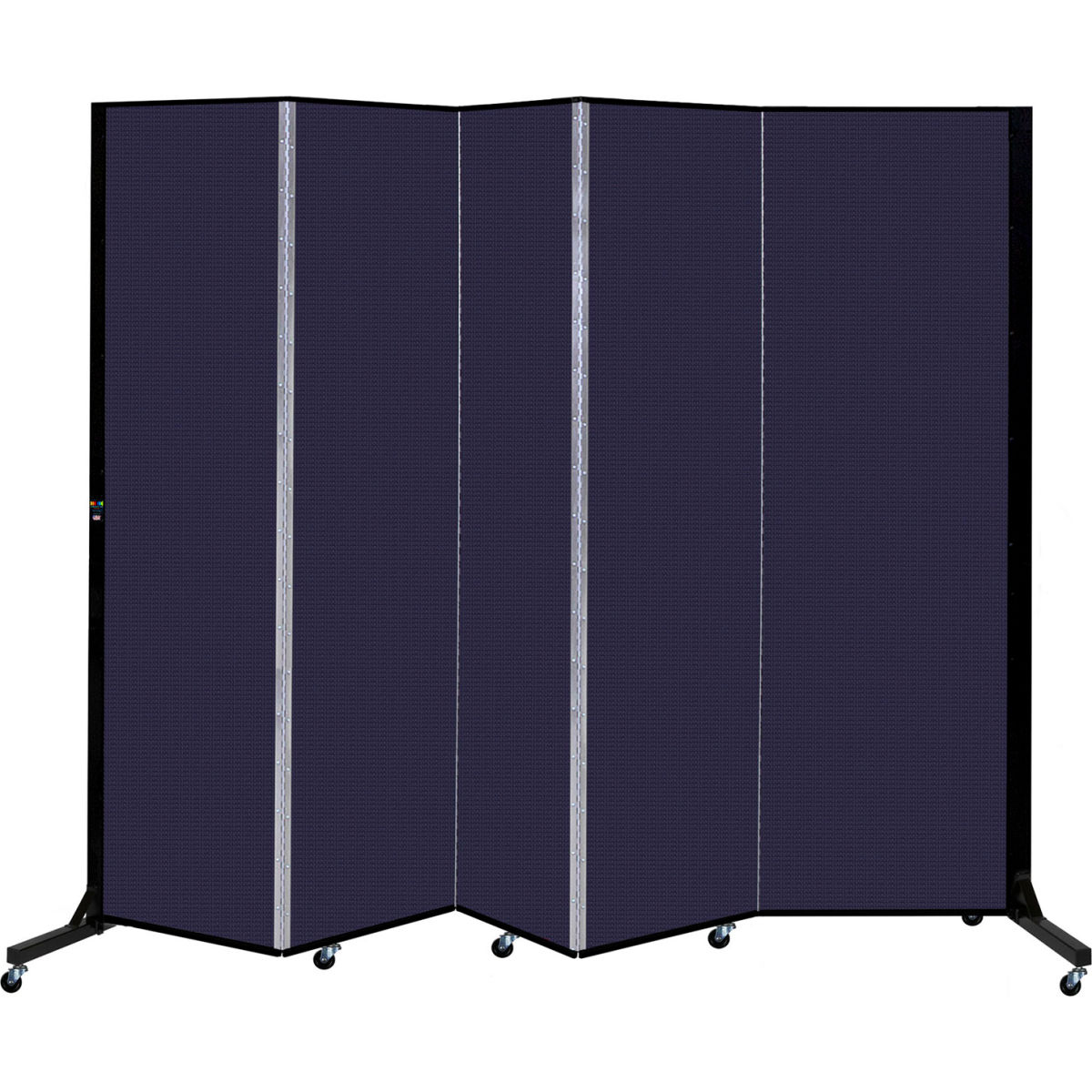 5 Panel Light-Duty Portable Room Divider, Navy - 6 ft. 5 in. x 9 ft. 5 in.