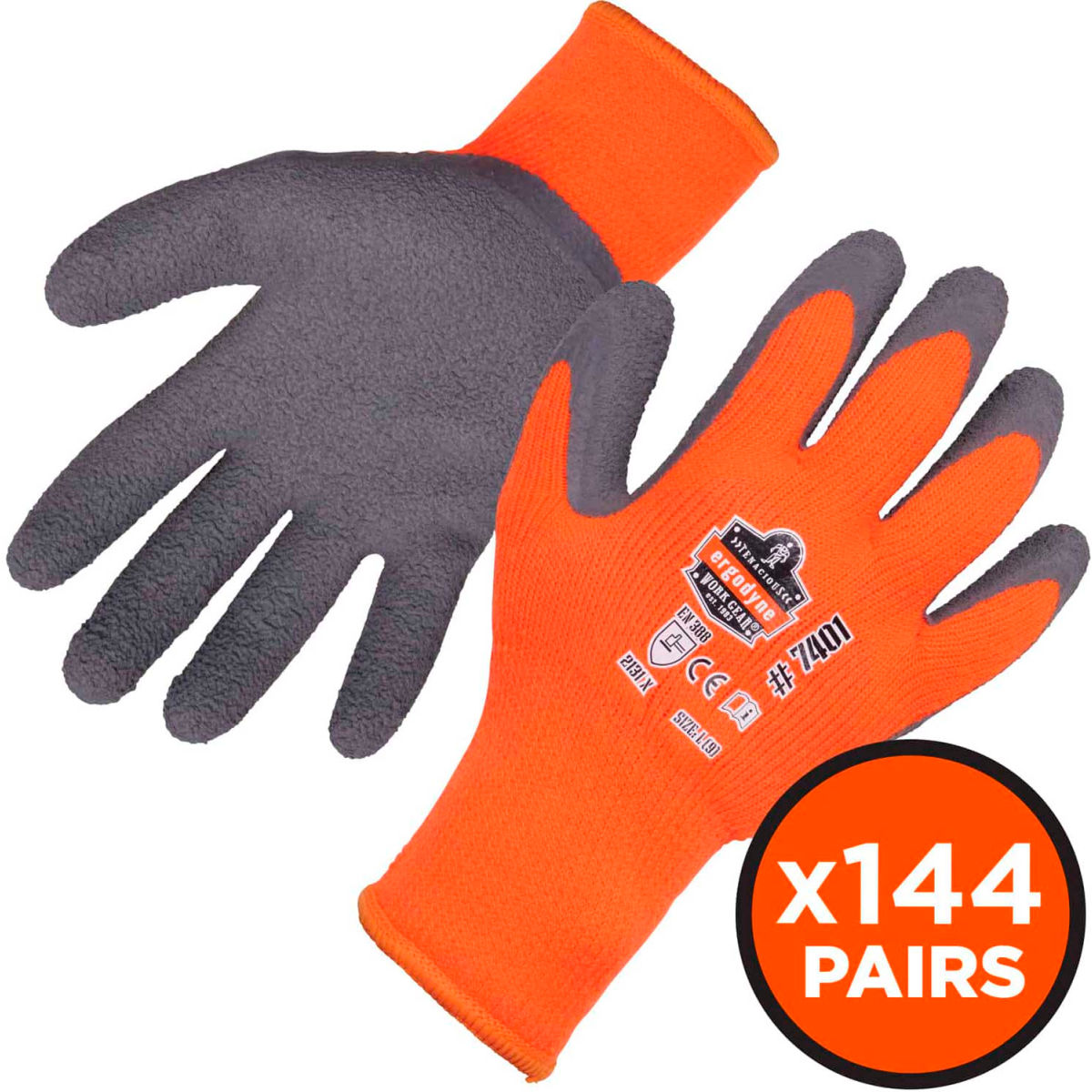 ProFlex 7401 Coated Waterproof Winter Work Gloves, Orange - Medium