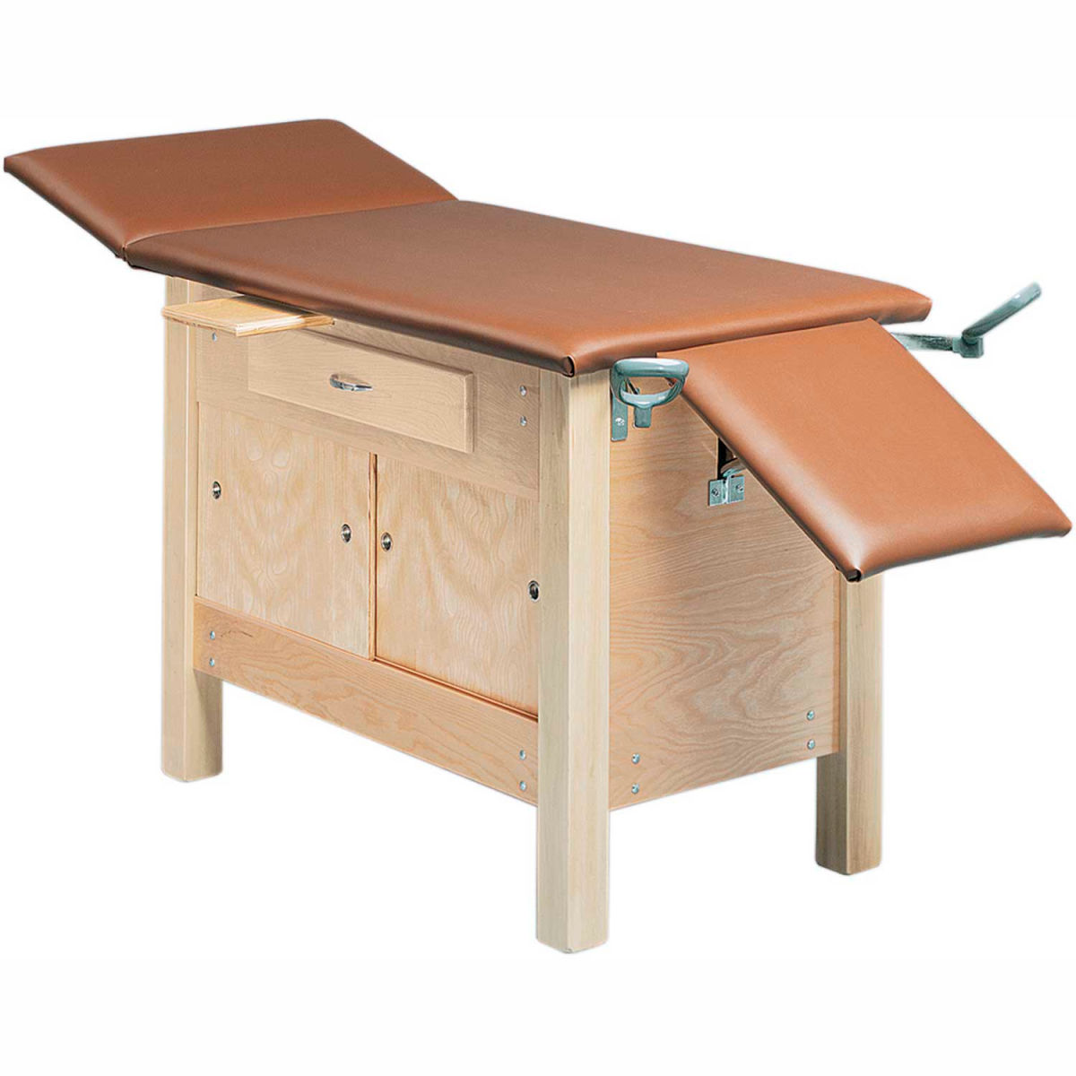 3-Section Wooden Exam Table with Enclosed Cabinet, Drawer & Sliding Doors - 72 x 24 x 30 in.