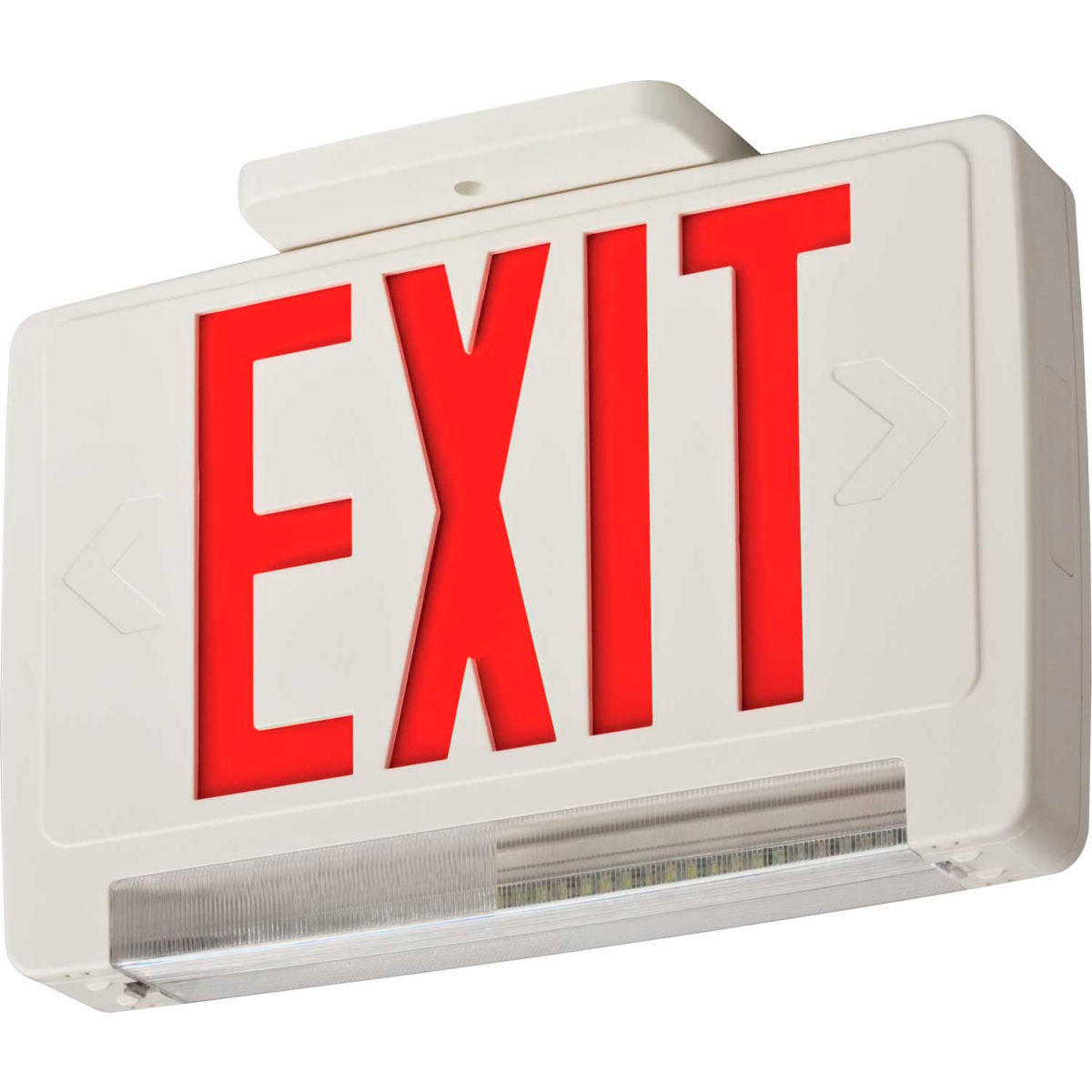 Exit Sign with Emergency Lights, White, 1 or 2 Face(s), LED, Universal Mount, Nickel Cadmium