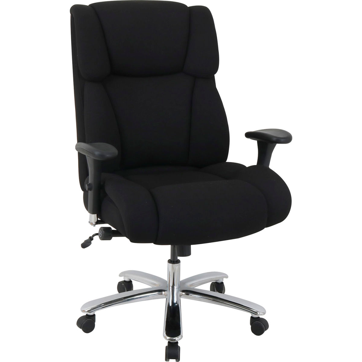 24 Hour Big and Tall Executive Fabric Chair, Black, Adjustable Arms, High Back