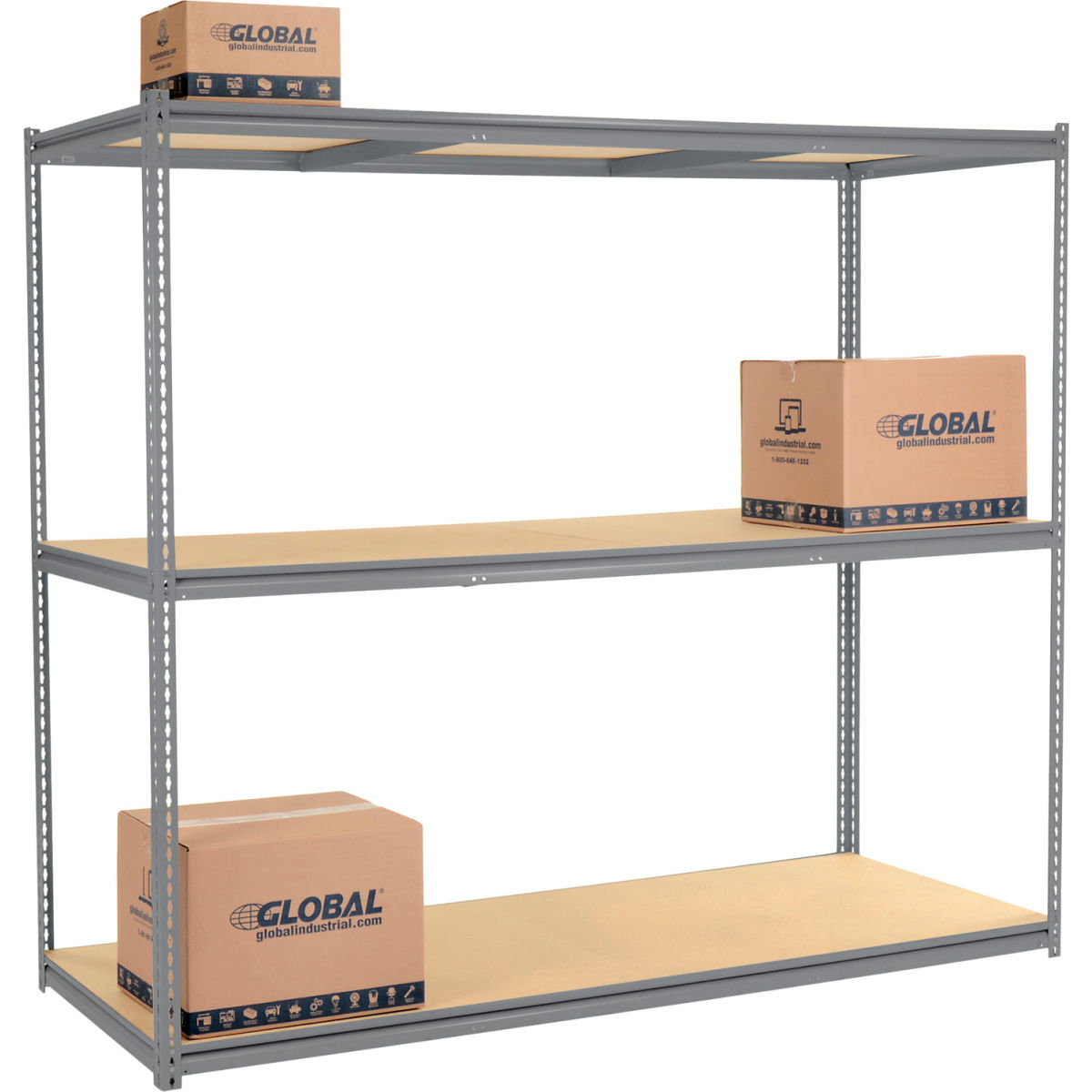 96 x 96 x 36 in. High Capacity 3 Levels Starter Rack with Wood Deck, Gray