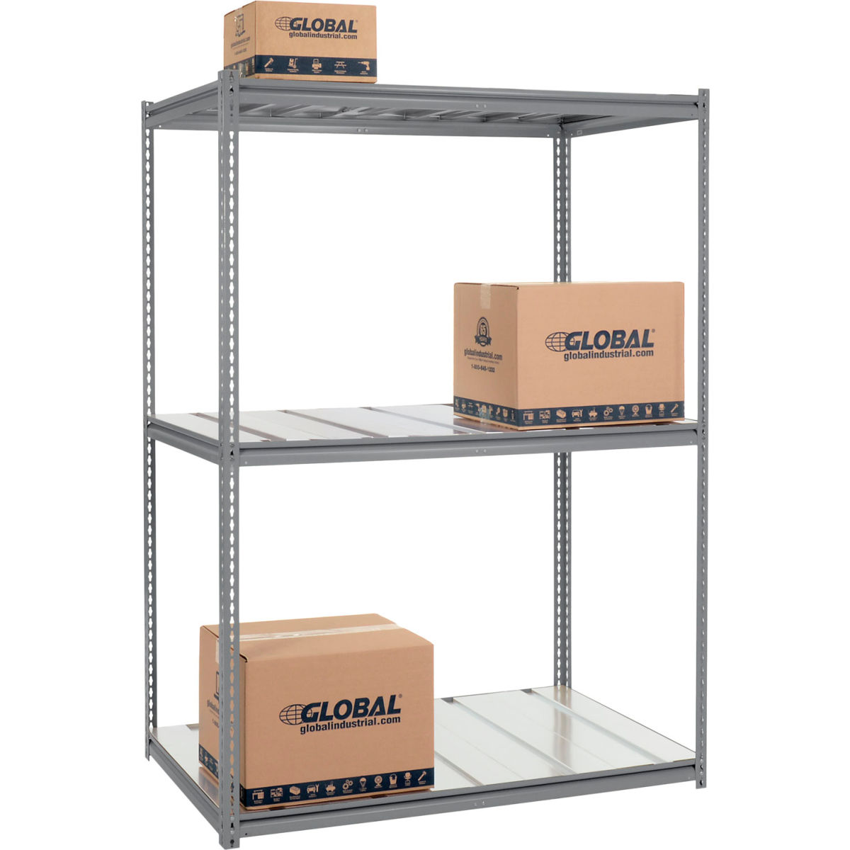 96 x 60 x 48 in. High Capacity 3 Level Starter Rack with Steel Deck, Gray