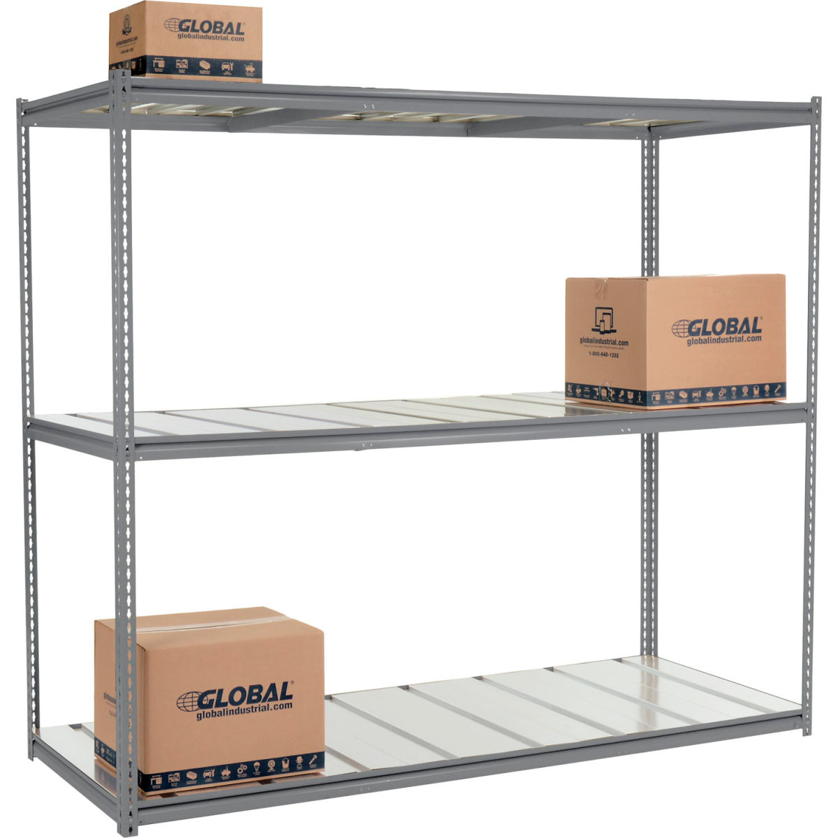 96 x 96 x 48 in. High Capacity 3 Level Starter Rack with Steel Deck, Gray