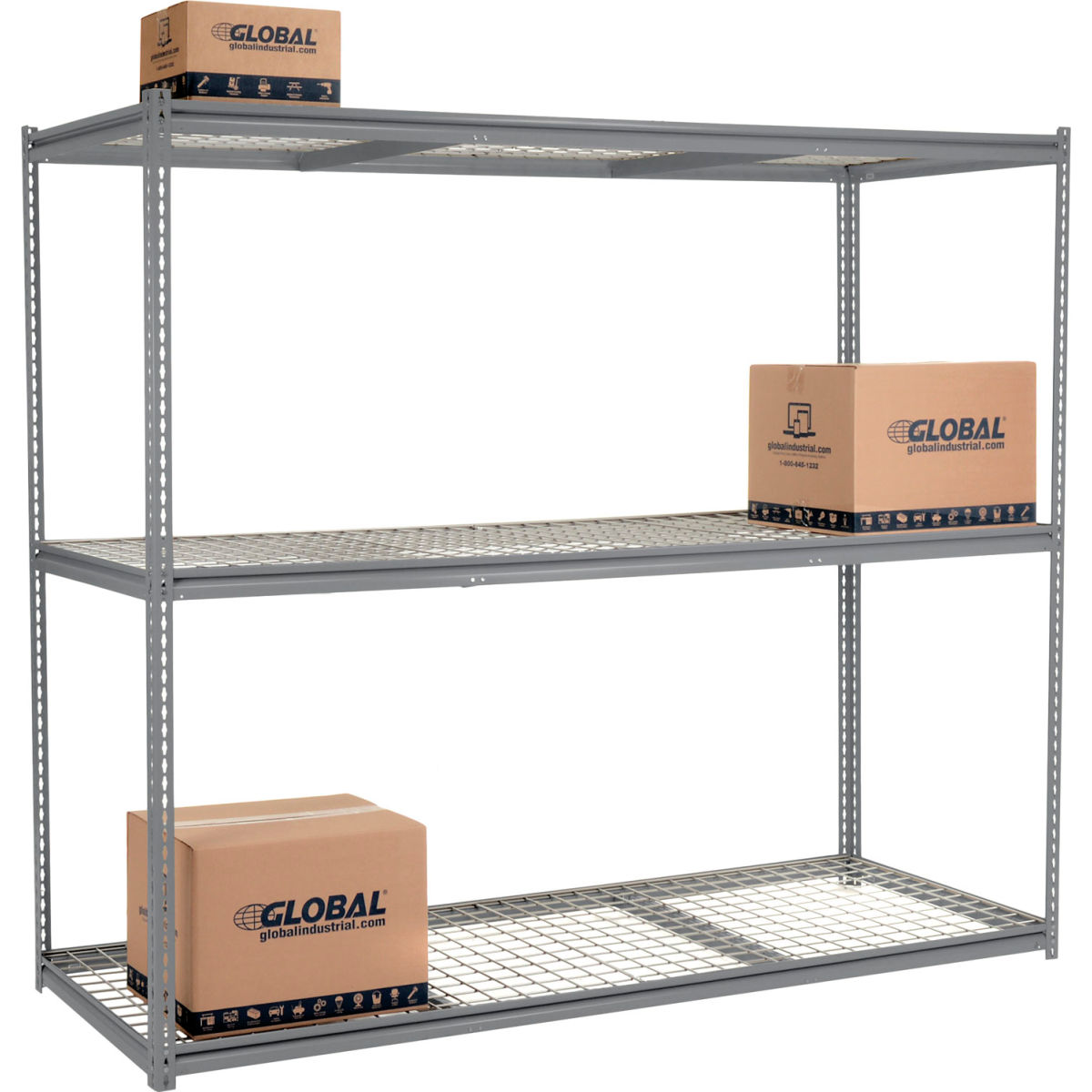 96 x 96 x 48 in. High Capacity 3 Levels Starter Rack with Wire Deck, Gray