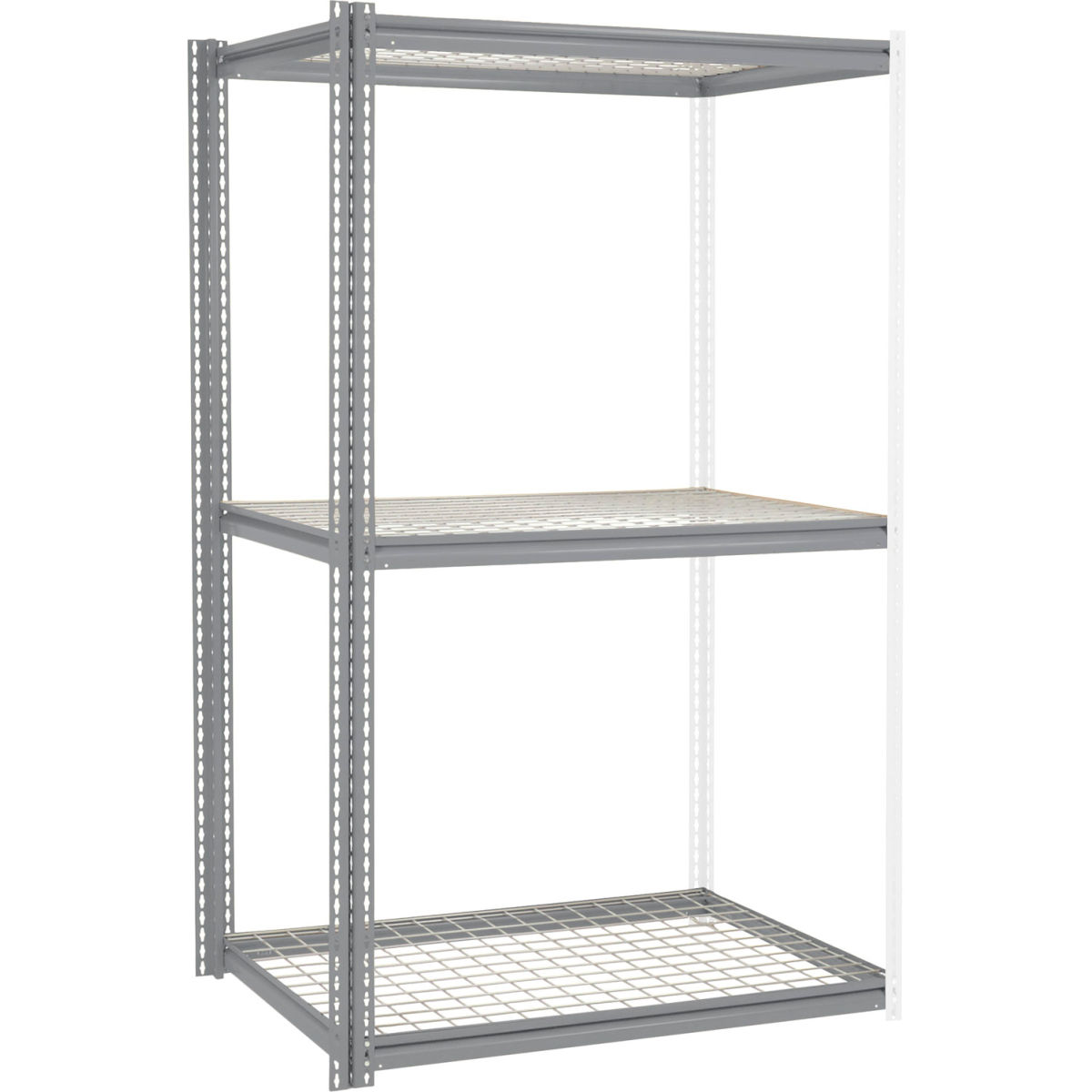 96 x 48 x 48 in. High Capacity 3 Levels Add-On Rack with Wire Deck, Gray