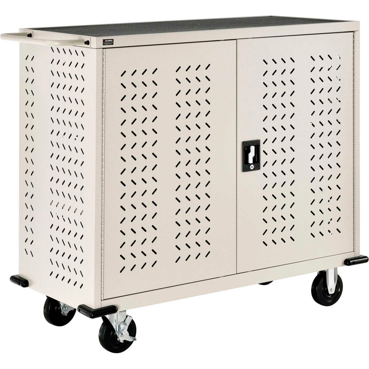 Global Industrial CC4375PYA Assembled Mobile Storage & Charging Cart for 75 iPads & Tablets - Putty