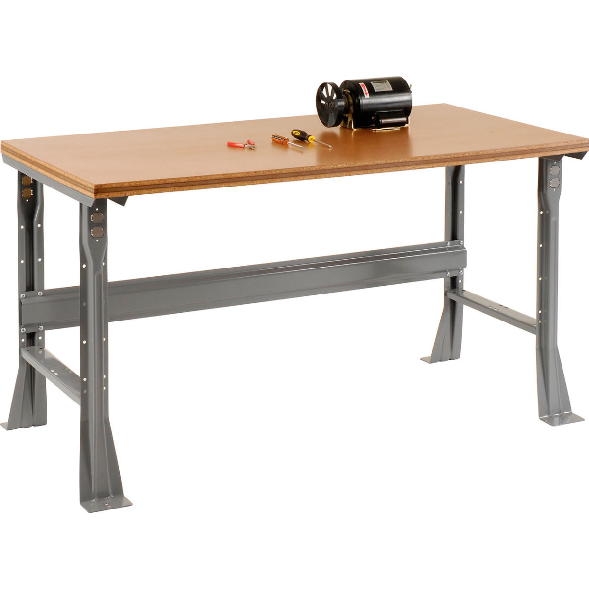 Global Industrial SH4830QF Fixed Height Workbench with Flared Leg, Shop Top Square Edge - Gray - 48 x 30 x 34 in.