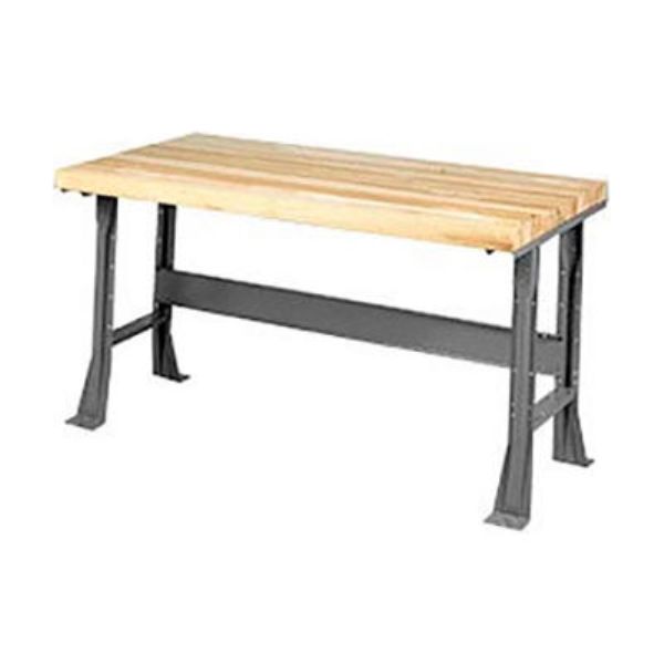 Extra Long Industrial Workbench with Maple Block Square Edge - Gray - 60 x 30 in.
