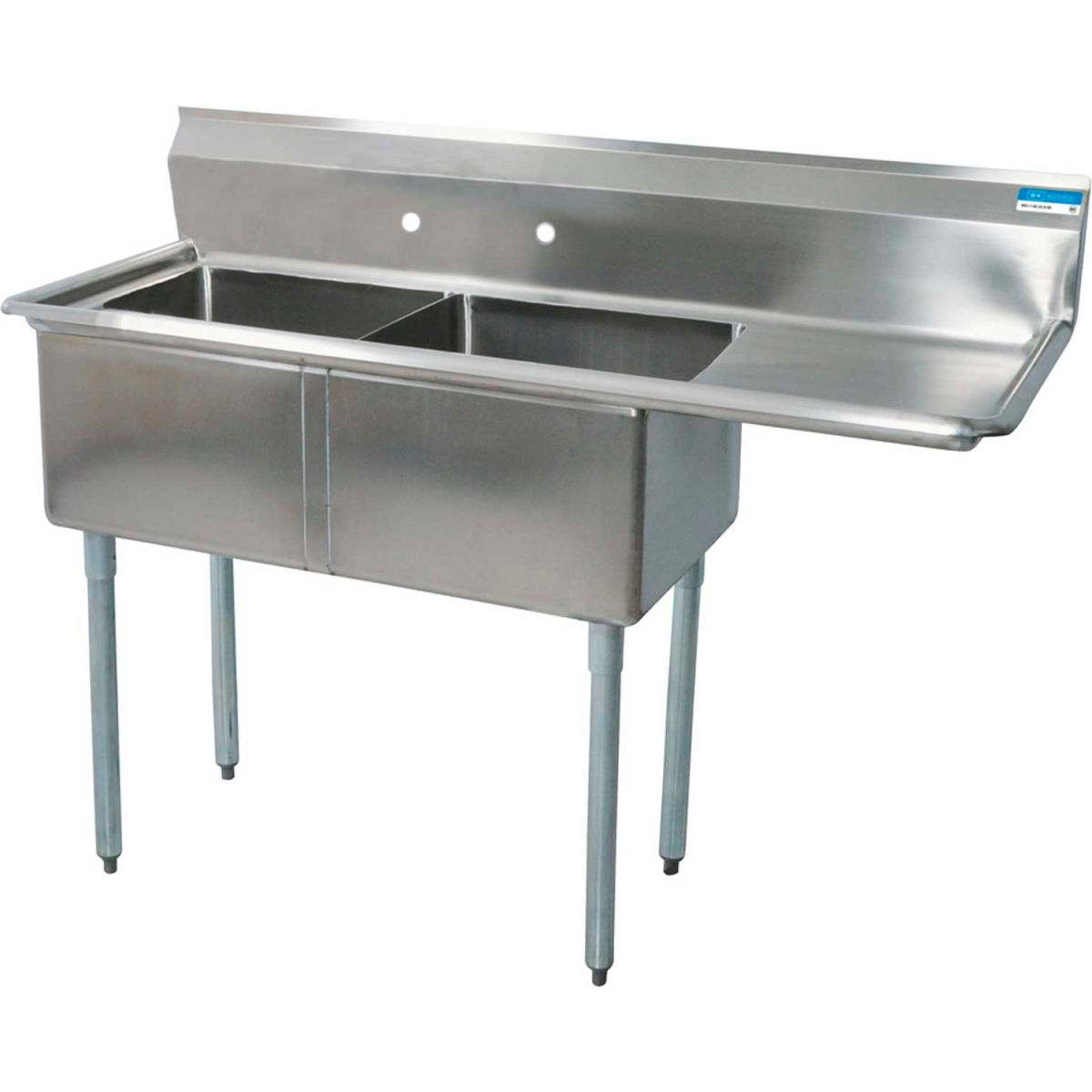 Picture of BK Resources B2260806 2-Compartment Sink with 8 Faucet Holes&#44; 18R Drainboards - 18 x 18 x 12 in.
