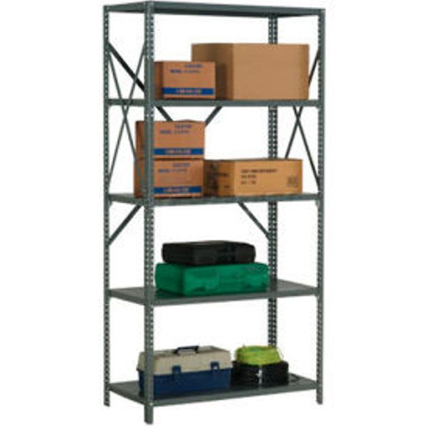 Global Industrial SO3612520 20 Gauge Open Clip Style Steel Shelving with 5 Shelf - 36 x 12 x 73 in.