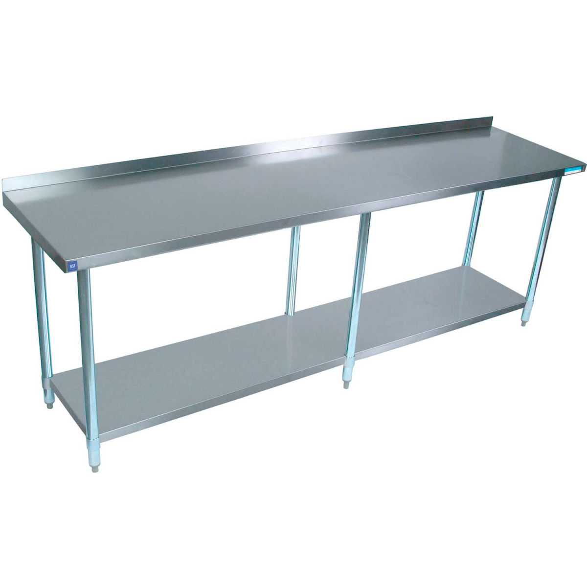 Picture of BK Resources B0899439 18 Gauge 430 Series Stainless Workbench with Undershelf & 1.5 in. Backsplash - 96 x 24 in.