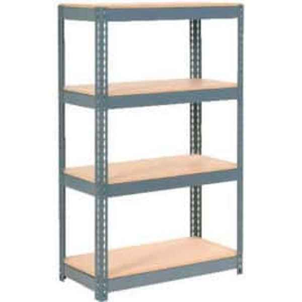Global Industrial B2297227 Extra Heavy Duty Shelving with 4 Shelves & Wood Deck - Gray - 36 x 12 x 72 in.