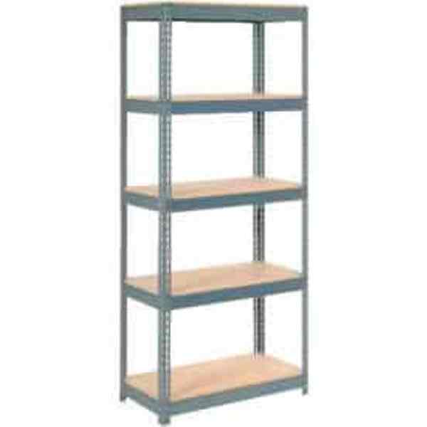 Global Industrial B2297224 Extra Heavy Duty Shelving with 5 Shelves & Wood Deck - Gray - 36 x 18 x 72 in.