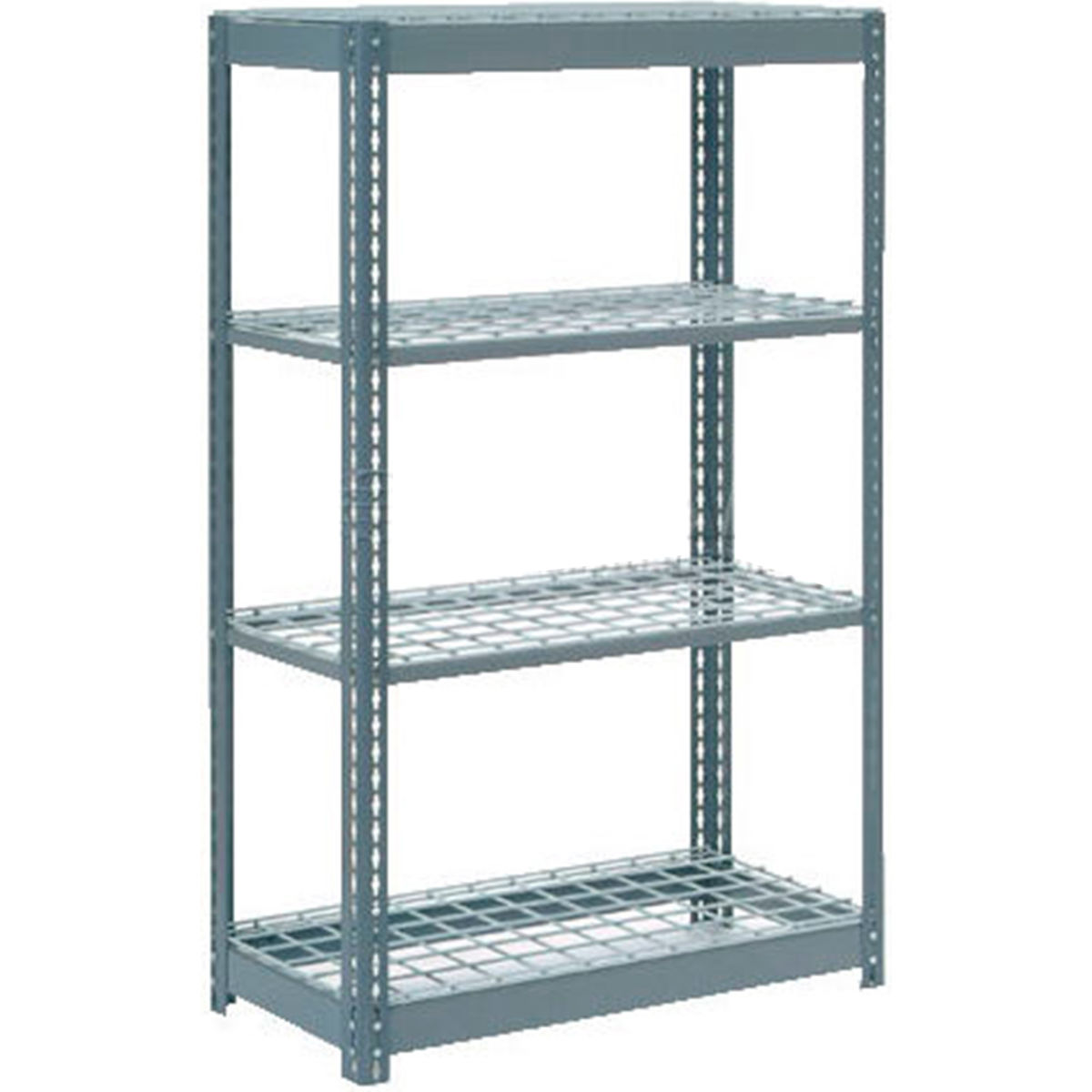 Global Industrial B2297545 Heavy Duty Shelving with 4 Shelves & Wire Deck - Gray - 36 x 12 x 72 in.