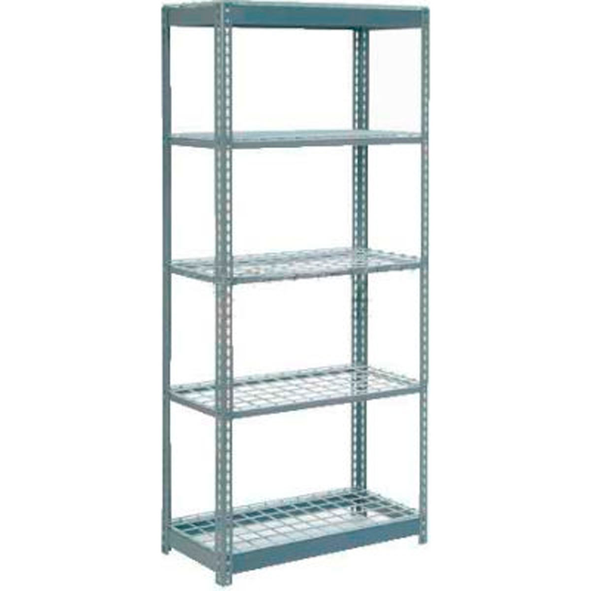 Global Industrial B2297492 Heavy Duty Shelving with 5 Shelves & Wire Deck - Gray - 36 x 18 x 72 in.