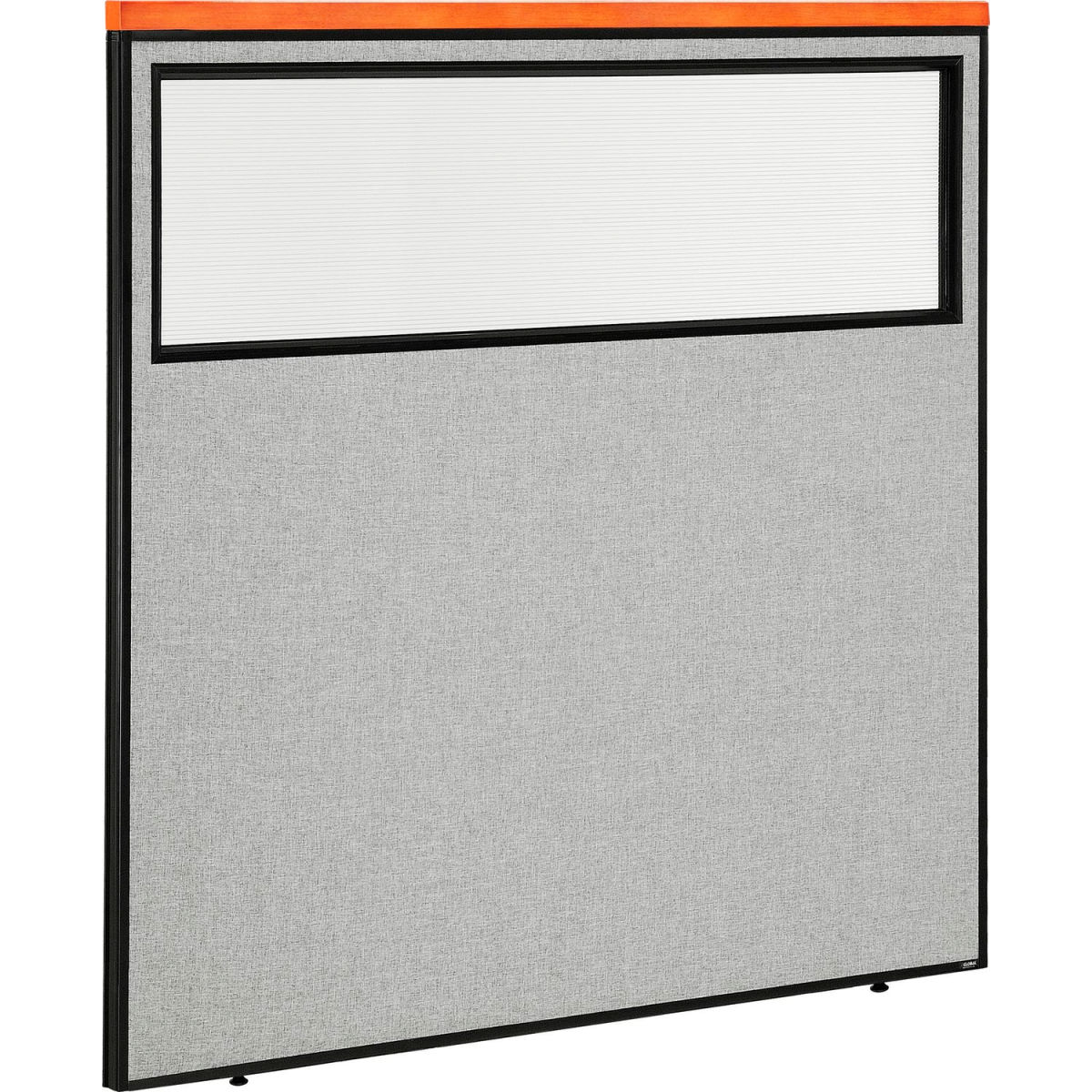 Global Industrial 694669WGY Interion Deluxe Office Partition Panel with Partial Window, Gray - 60.25 x 61.5 in.