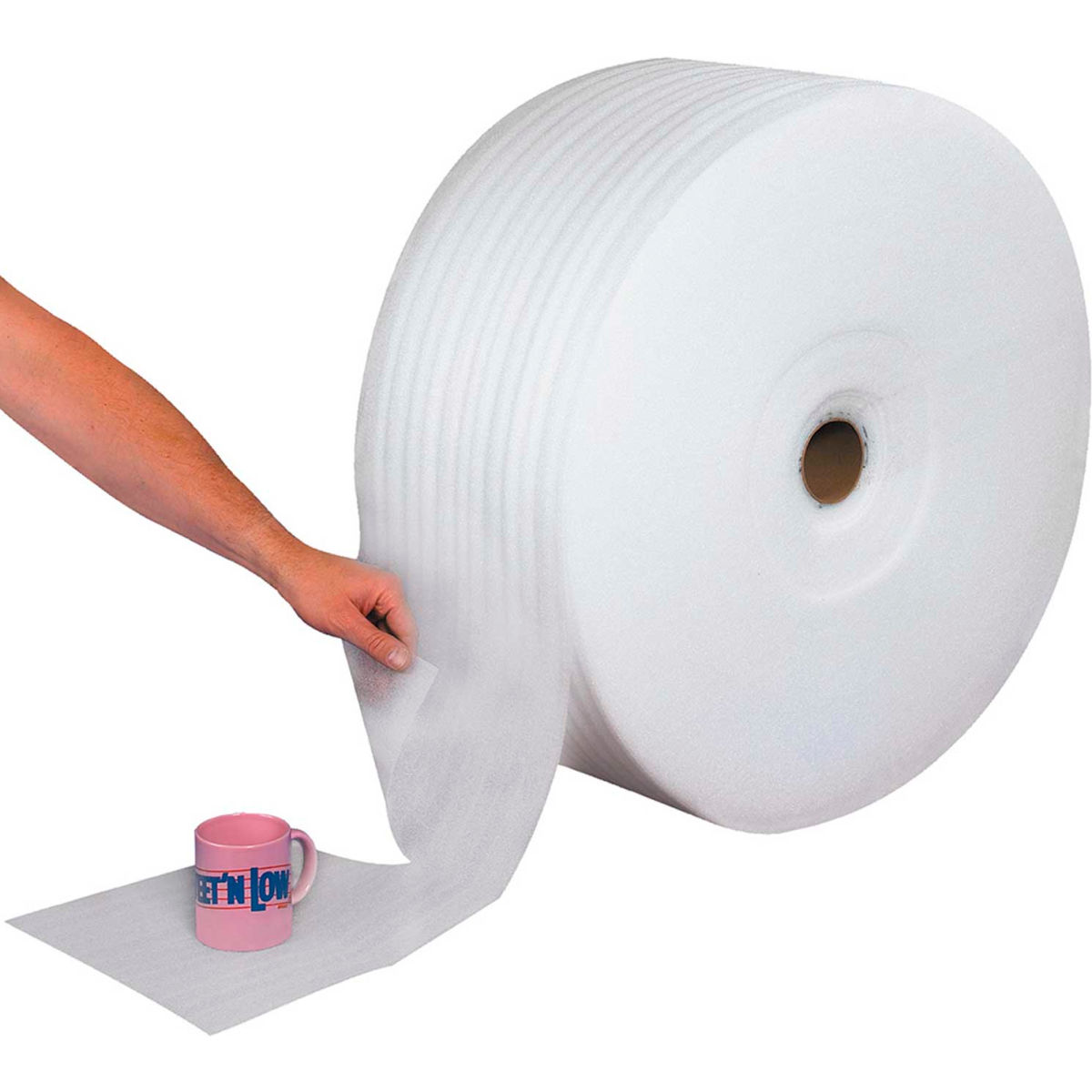18 in. x 550 ft. & 0.12 in. Thickness Perforated Air Foam Rolls with 12 in. Perforation, 4 Rolls - White