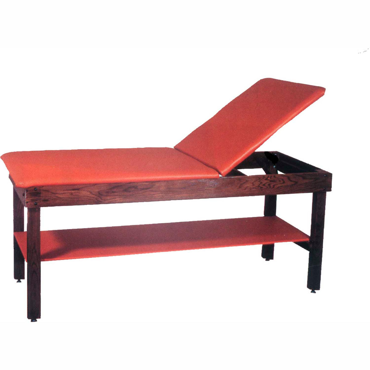 B2140340 Wooden Treatment Table with Shelf & Rising Back, Blue Upholstery & Natural Frame - 72 x 30 x 30 in.
