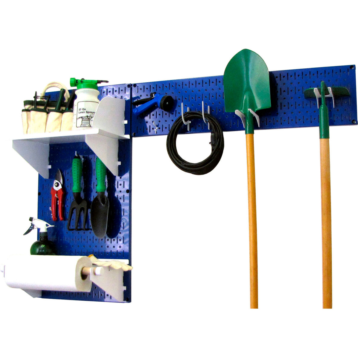Pegboard Garden Tool Board Organizer, Blue & White - 48 x 32 x 9 in.