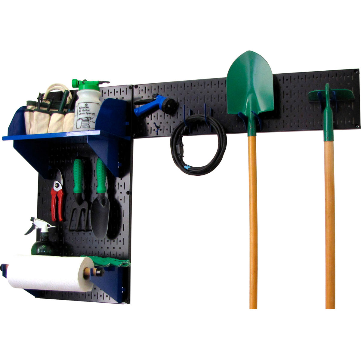 Pegboard Garden Tool Board Organizer, Black & Blue - 48 x 32 x 9 in.