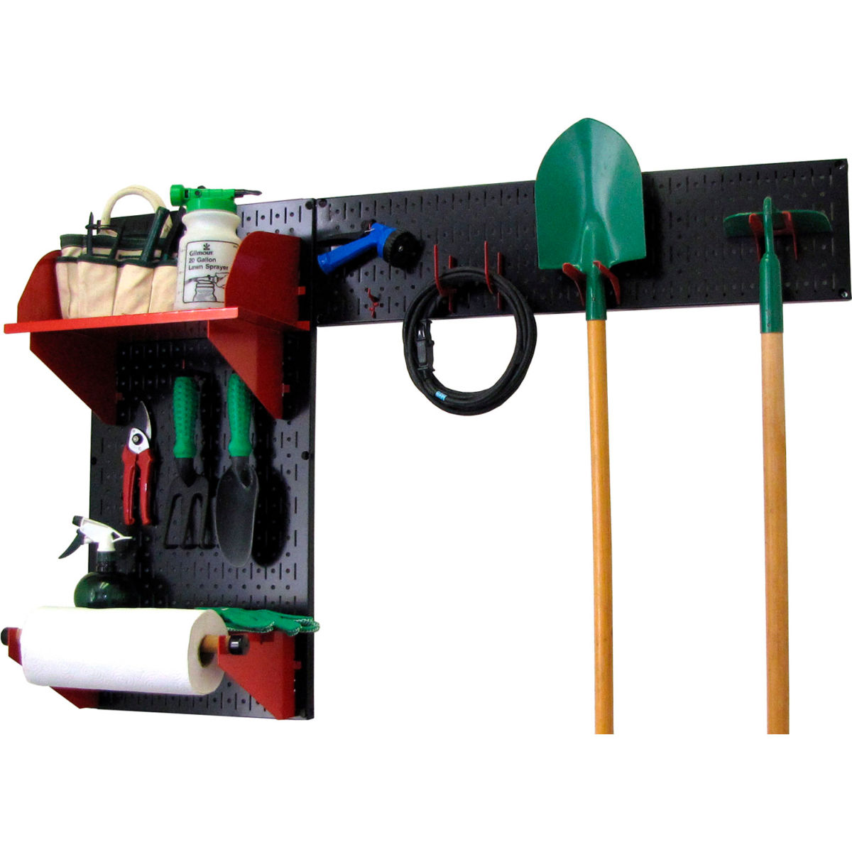 Pegboard Garden Tool Board Organizer, Black & Red - 48 x 32 x 9 in.