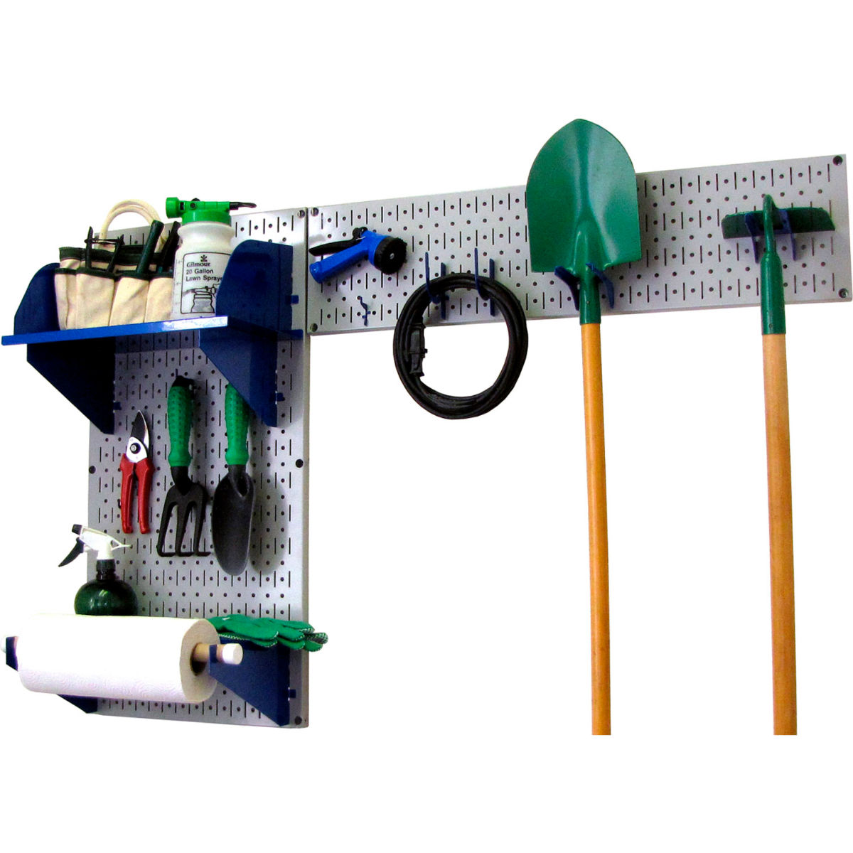 Pegboard Garden Tool Board Organizer, Gray & Blue - 48 x 32 x 9 in.