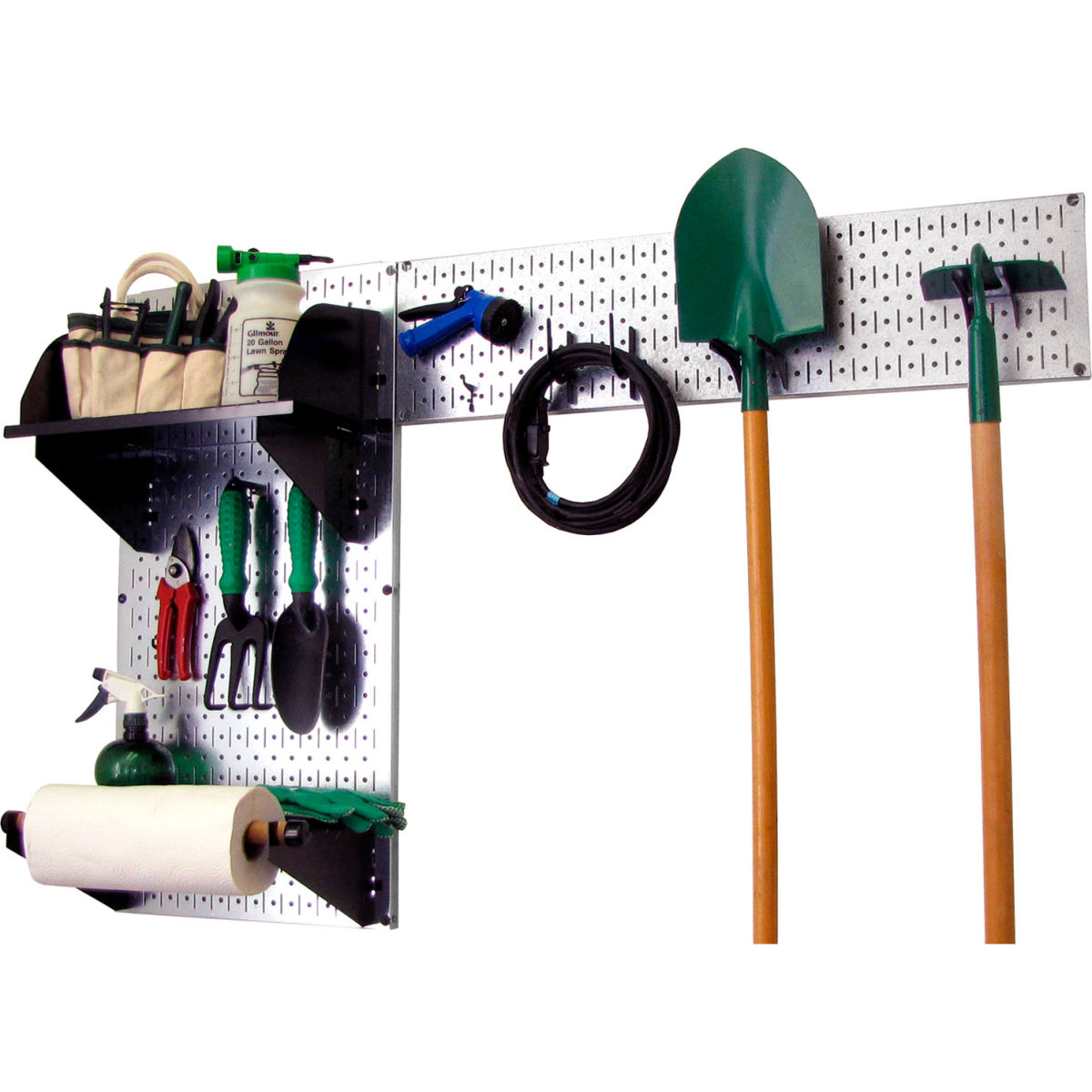 Pegboard Garden Tool Board Organizer, Galvanized Black - 48 x 32 x 9 in.