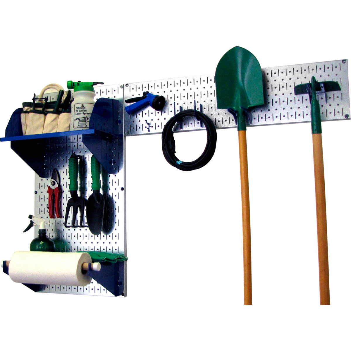 Pegboard Garden Tool Board Organizer, Galvanized Blue - 48 x 32 x 9 in.