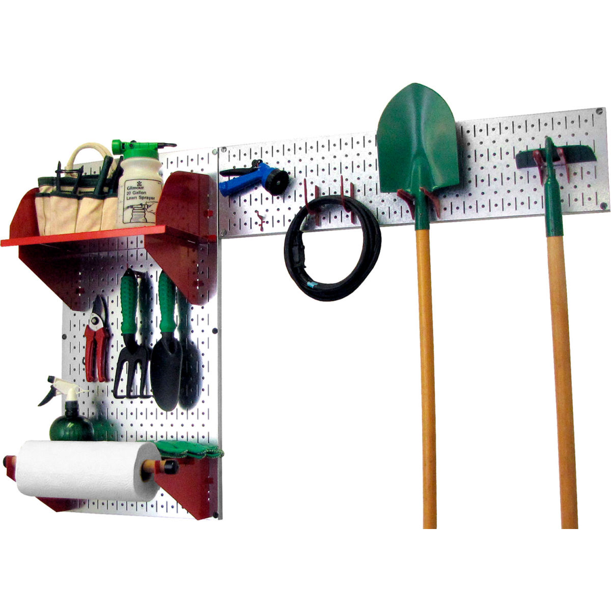Pegboard Garden Tool Board Organizer, Galvanized Red - 48 x 32 x 9 in.