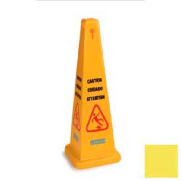 Caution Cone,Eng/Span/Fr,Yellow,36in,PK3
