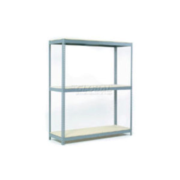 96 x 60 x 24 in. 3 Shelves Wide Span Rack with Wood Deck, Gray