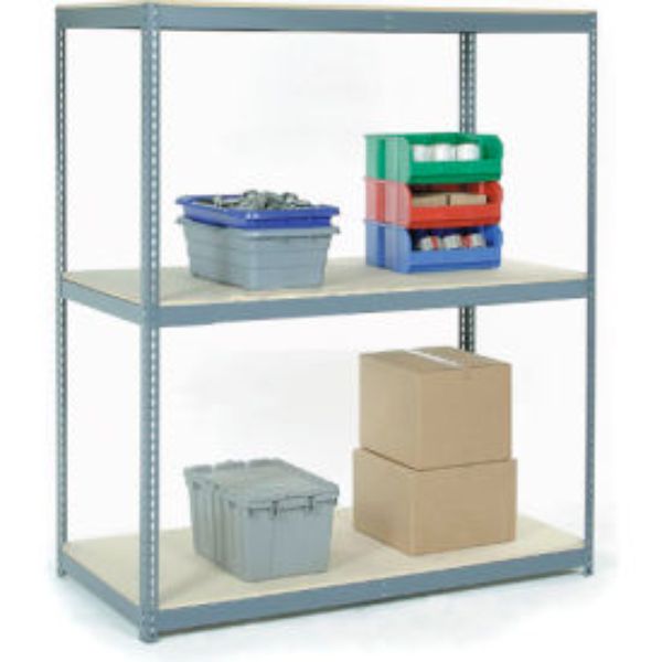 96 x 96 x 48 in. 3 Shelves Wire Span Rack with Wood Deck, Gray
