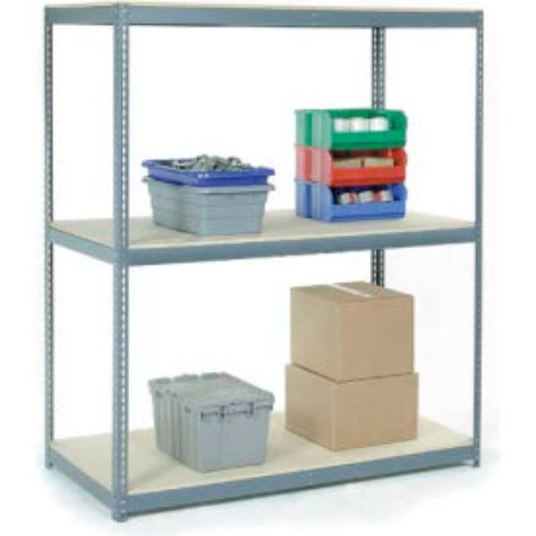 84 x 96 x 36 in. 3 Shelves Wide Span Rack with Wood Deck, Gray