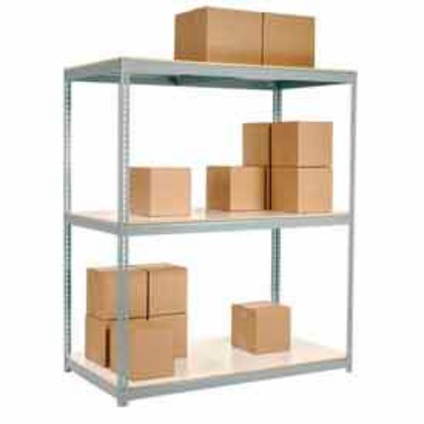 96 x 72 x 48 in. 3 Shelves Wide Span Rack with Deck, Gray