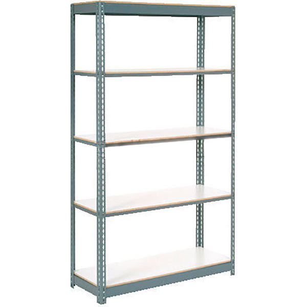 Global Industrial B2297113 Heavy Duty Tan Shelving with 5 Shelves & Laminate Deck, Gray - 48 x 18 x 84 in.