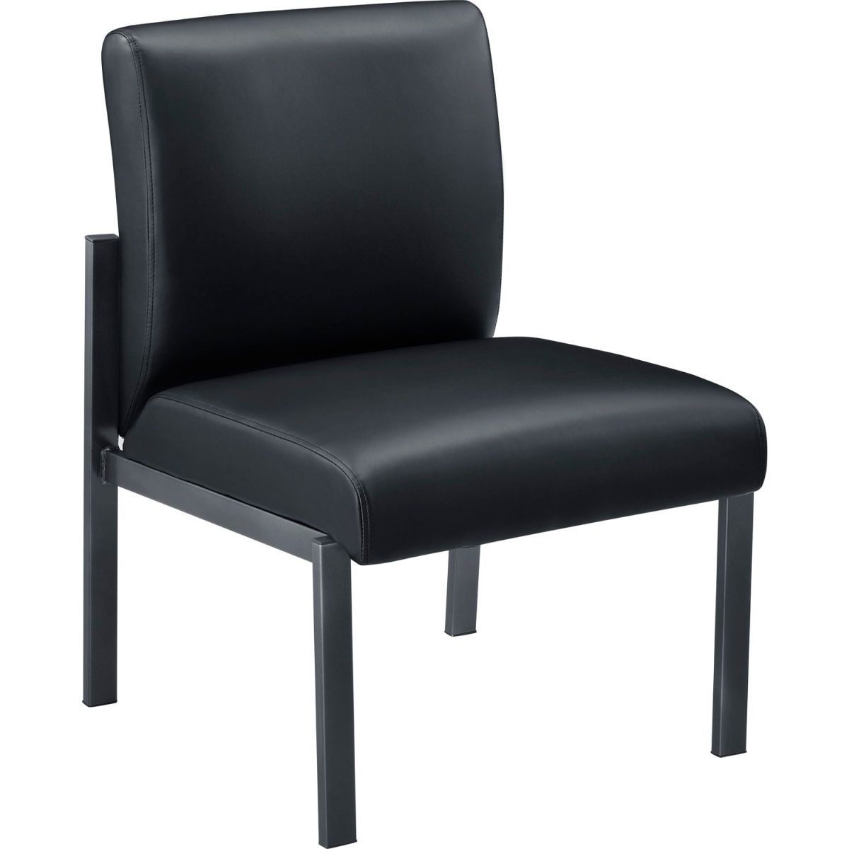 Global Industrial 695730 Interion Armless Leather Reception Chair - Black