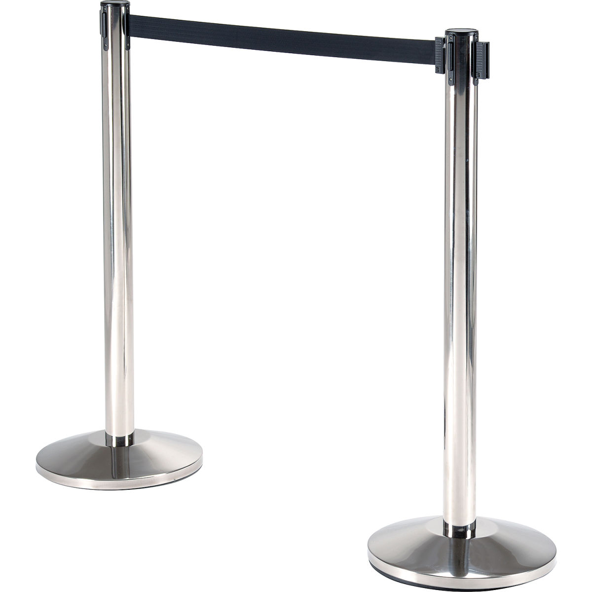 708415BK Global Industrial Retractable Belt Barrier with 40 in. Stainless Steel Post, 10 ft. Black Belt