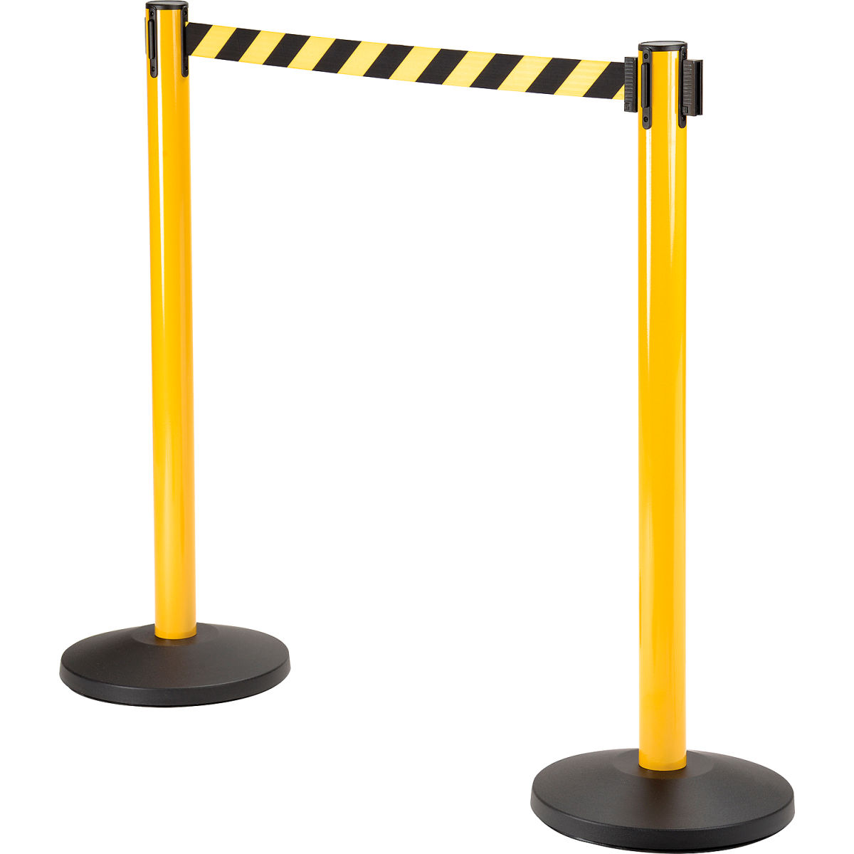 708417YB Global Industrial Retractable Belt Barrier with 40 in. Yellow Post, 11 ft. Black & Yellow Belt