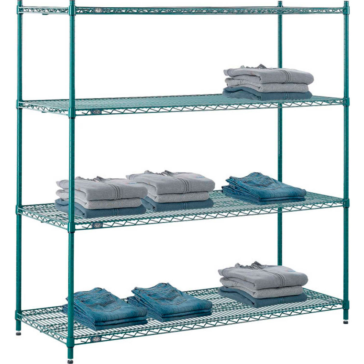63 x 72 x 24 in. Nexel Poly Green Epoxy Starter Unit 5 Tier Wire Shelving