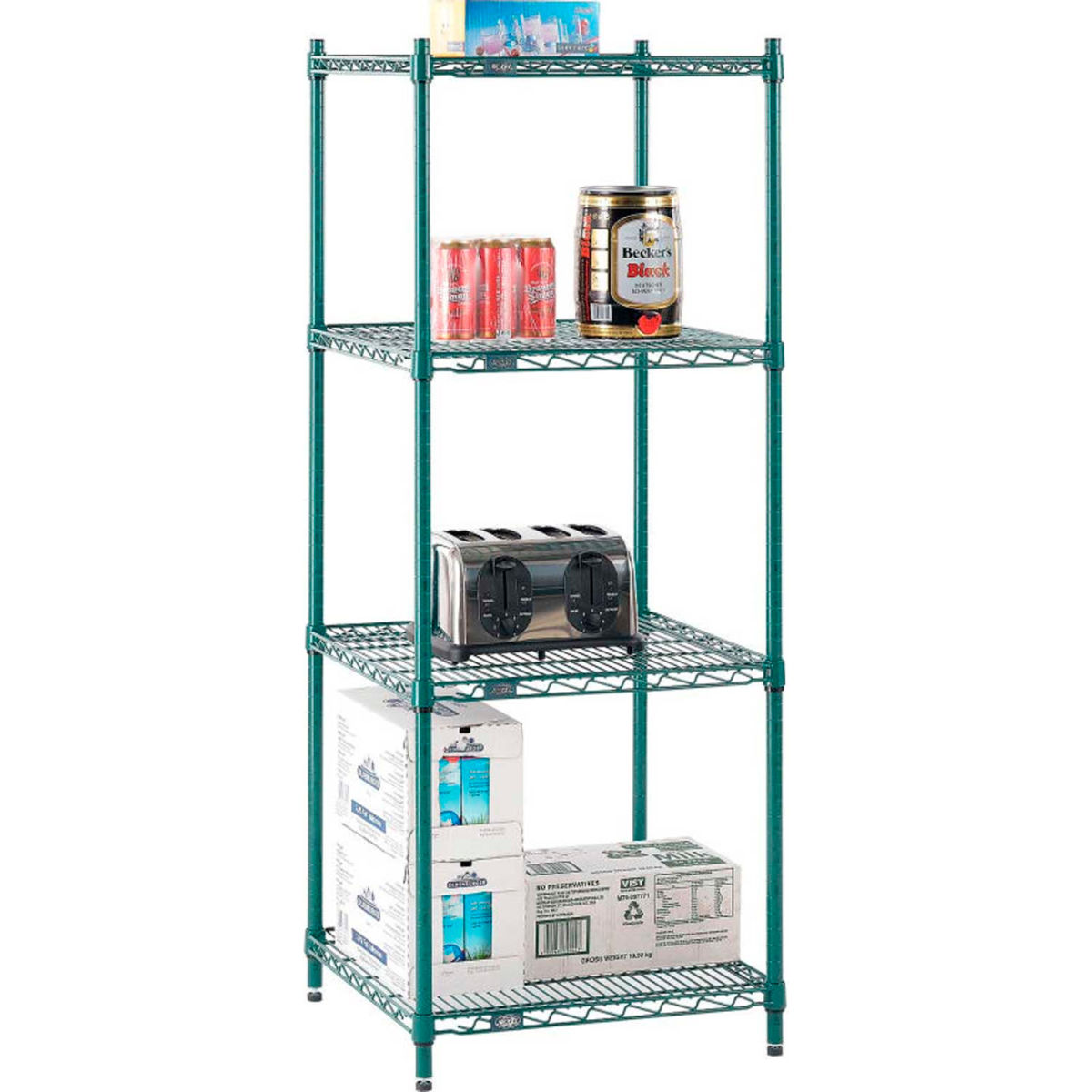 63 x 30 x 24 in. Nexel Poly Green Epoxy Starter Unit 5 Tier Wire Shelving