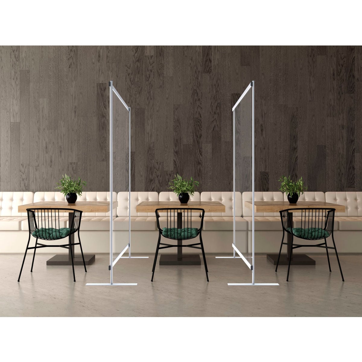 Global Industrial Free Standing Portable Clear Divider Safety Partition - 6 x 6 ft.