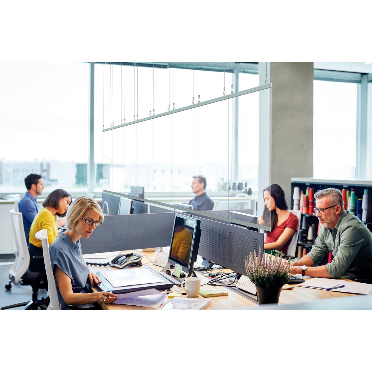 Global Industrial Ceiling Mounted Personal Safety Partition - 4 x 7 ft.