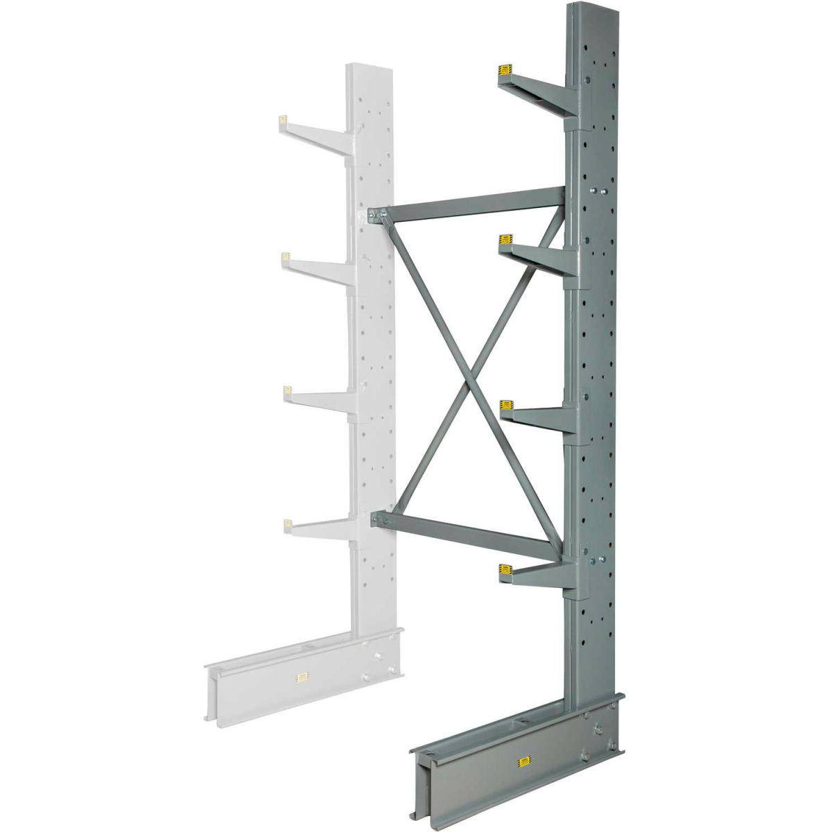 8 x 48 x 33 in. Single Sided MD Add-On Cantilever Rack Unit with Lip, Gray