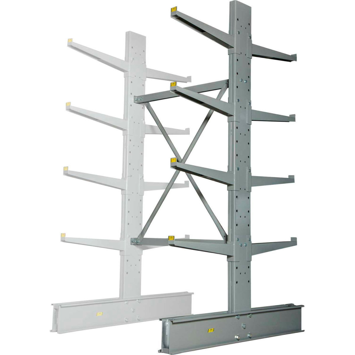 8 x 48 x 60 in. Double Sided MD Add-On Cantilever Rack Unit with Lip, Gray