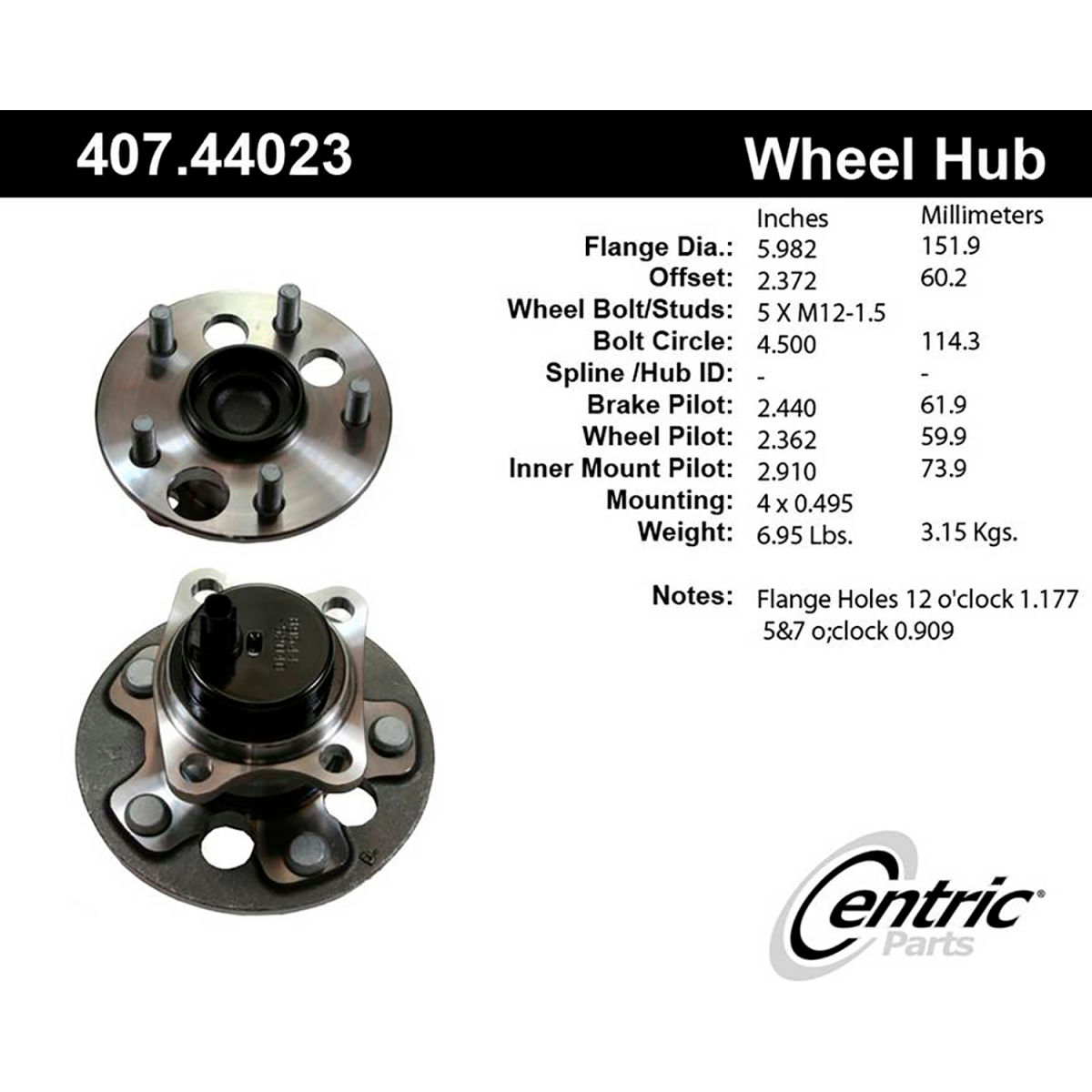 Centric B2655994 407.44023E C-Tek Standard Hub & Bearing Assembly with Integral ABS for 2008-2015 Scion XB -  World Centric