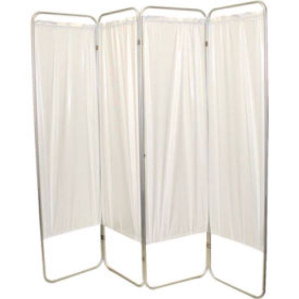 FEI Standard 4-Panel Privacy Screen with 6 mil Vinyl Panels, White - 62 x 68 in.