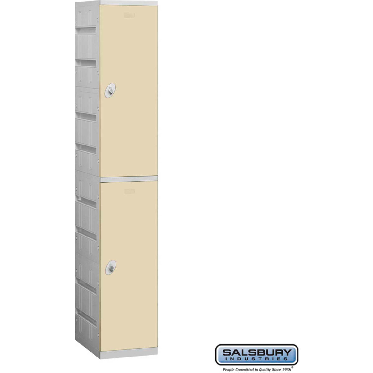 B1352580 1 in. Double Tier Assembled Plastic Locker, Tan - 12.75 x 18 x 36.5 in.