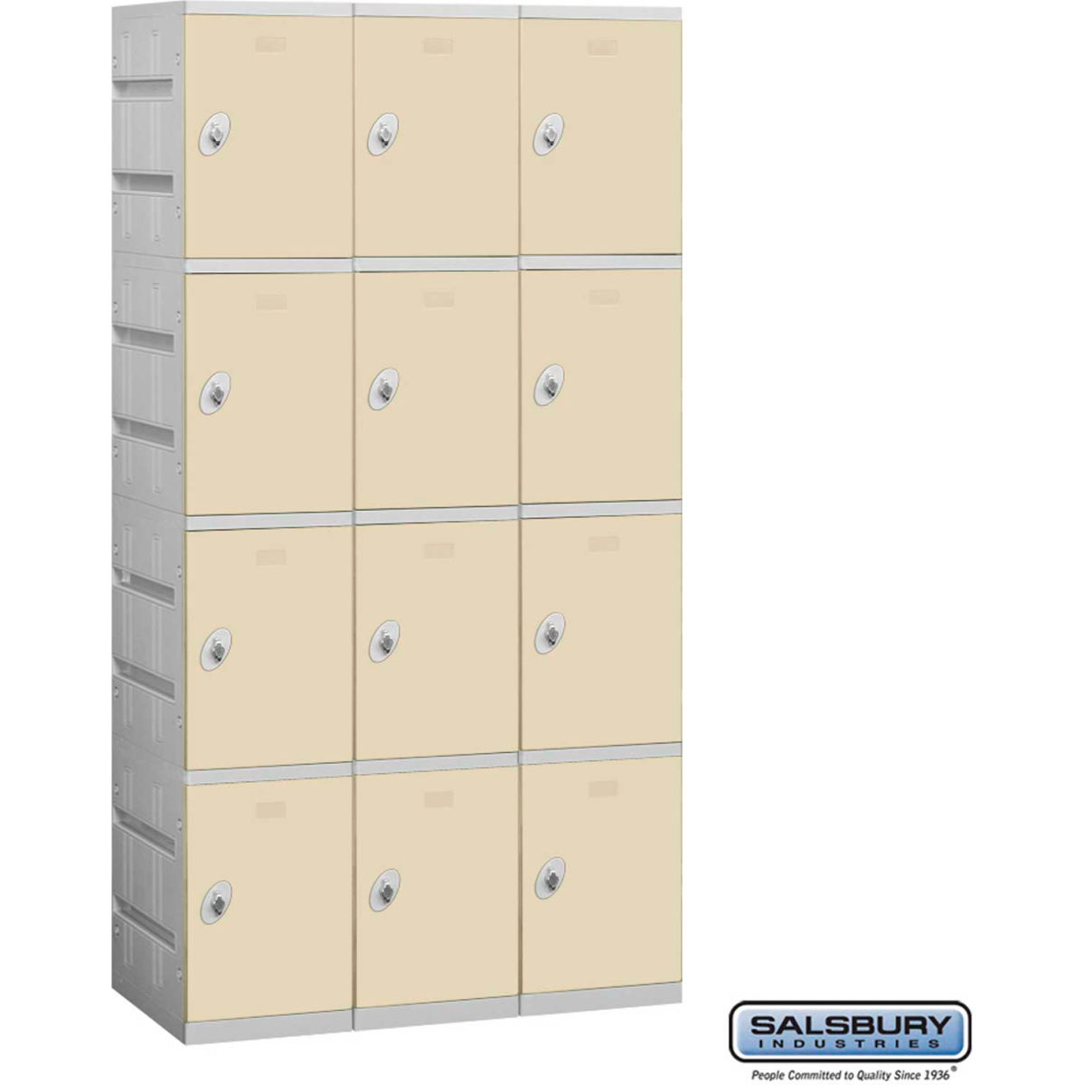 3 in. Four Tier Unassembled Plastic Locker, Tan - 12.75 x 18 x 18.25 in.