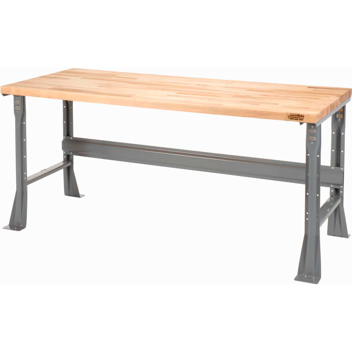 Fixed Height Workbench with Flared Leg, Maple Square Edge - Gray - 60 x 30 x 34 in.